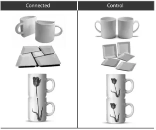 Figure 5 Experimental stimuli: connected (left) and control (right) objects 