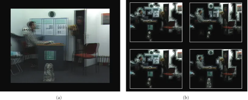 Figure 8: (a) Example of stereoscopic video (b) ROIs on monoview LCD display.