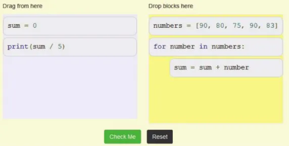 Table 1 Comparison of existing tools.  Worked-example Parsons problem Control flow Narration 