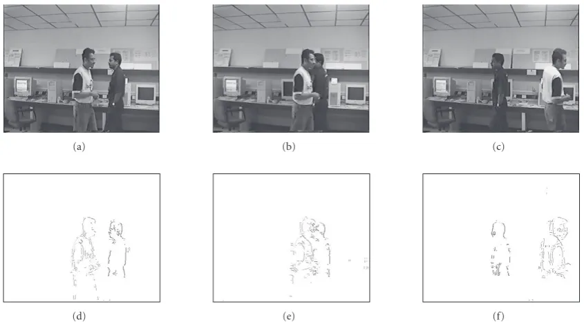 Figure 5: Two men walk sequence (a) image frame at timemen crossed, at timepoints in di t = 6 (b) image frame at time t = 12 (c) image frame at time t = 35