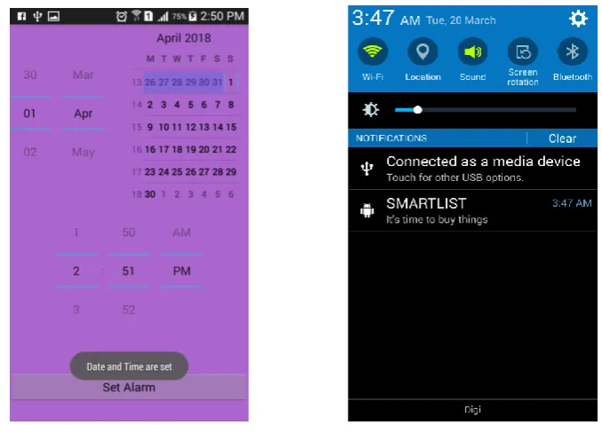 Figure 11. The interface for searching (left) and add grocery item (right). 