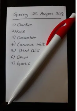 Figure 3. An example of a hand-written grocery  list. 