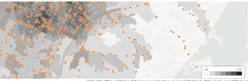 Figure 3 shows a choropleth map of Turin census cells using the indicator as the colour-ing variable.