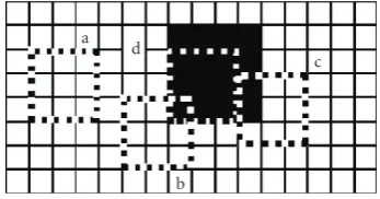 Figure 1: Various values of parameter p: (a) p = 0, (b) p = 1/9, (c)p = 2/9, (d) p = 1 (black pixels = deterministic region, white pixels= background).