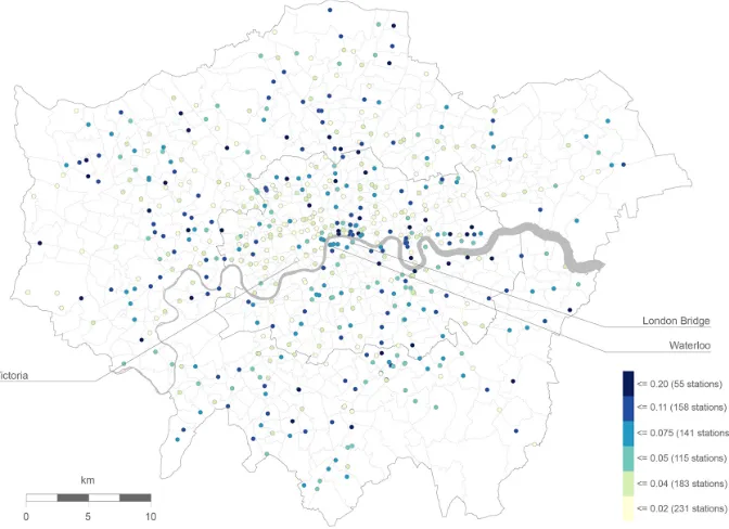 Figure 4: Spatial distribution of the variability calculated for an average week day.