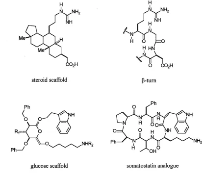 Figure 1.9: Examples of scaffold mimetics (left) and the original peptides (right). 