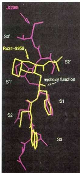 Figure 2.7: Superimposition of enzyme-bound 1.19 (JG365, X-ray) and 1.20 (Ro31-