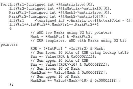 Figure 5: C++ code for fractional Hamming Distance Computation.