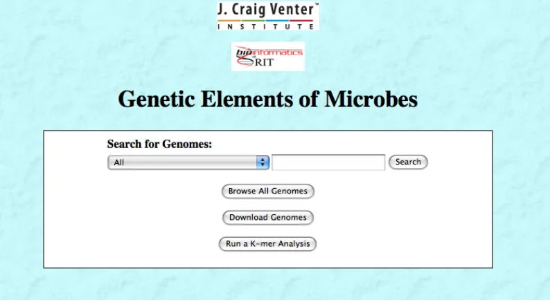 Figure 6 - GEM Database Application Home Page