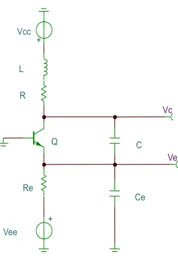 Figure   1.   Circuit   Diagram   of   Common   Base   LC   Colpitts   Oscillator   [1]