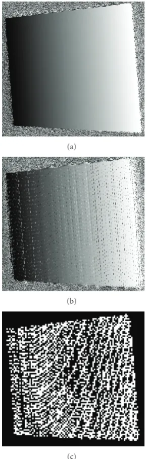 Figure 4: Appearance of the unwrapped phase map using the (a)proposed method and (b) the original G-S method; (c) shows(emphasized) in black all pixels with an incorrect unwrapped phaseobtained by (b).