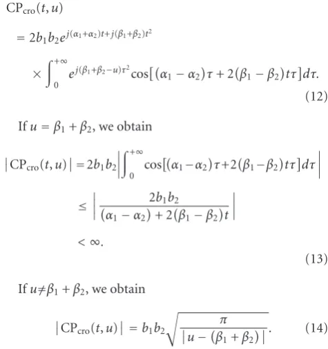 Figure 2 is an example to show the validity of the methodabove. There are two LFM components with length 255, theCPF on the plane (of the signal that has restrained the ﬁrst component is showninthe weak components will be submerged by the strongercomponent