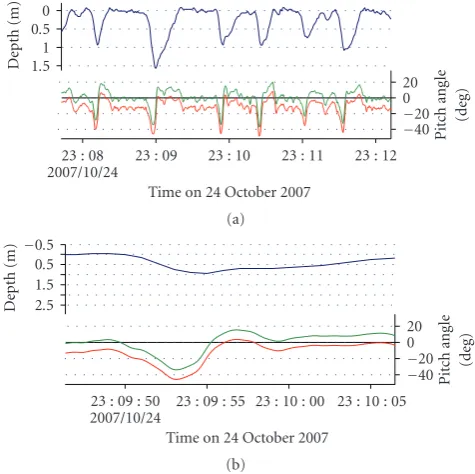 Figure 1: Attachment of a data-logger to the dorsal side of a hammerhead shark. Diagram shows the direction of surging accelerationaxis to horizon ( Y,recorded by a D2GT logger placed on a shark, and gravity g (= 9.8 ms−2), angle of surge axis of the logger to horizon (γ), that of longitudinalθ) deﬁned as pitch angle (negative as the shark descends), and logger attachment angle (α).