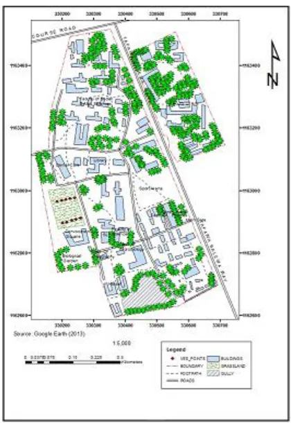 Fig 4. Topographic map of the study area showing the VES points  