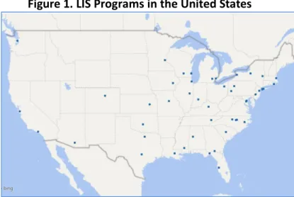 Figure 1 shows the location of all 50 ALA-approved  LIS programs in the United States