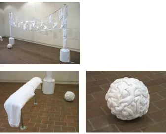 Figs. 12, 13 and 14.  Janet Winkie, Phys. Ed., 2006.  Mixed media installation.