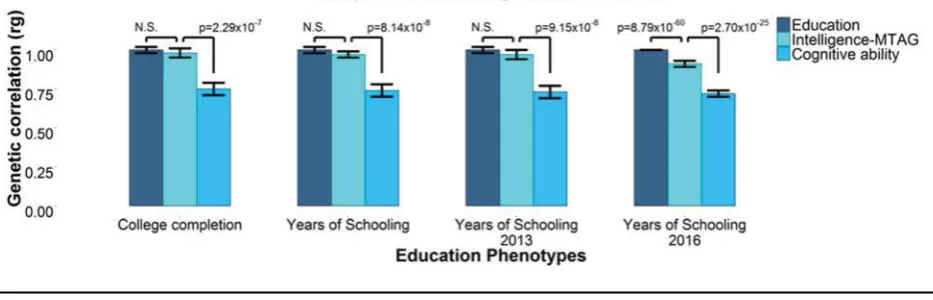 FIGURE 1(Colour online) Lam et al. (2017) used three phenotypes (‘Education’ (Okbay et al., 2016), ‘Cognitive ability’ from a meta-analysis of