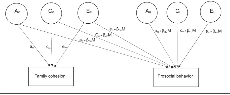 FIGURE 1The bivariate Ginfluences (respectively) on the moderator (M), family cohesion