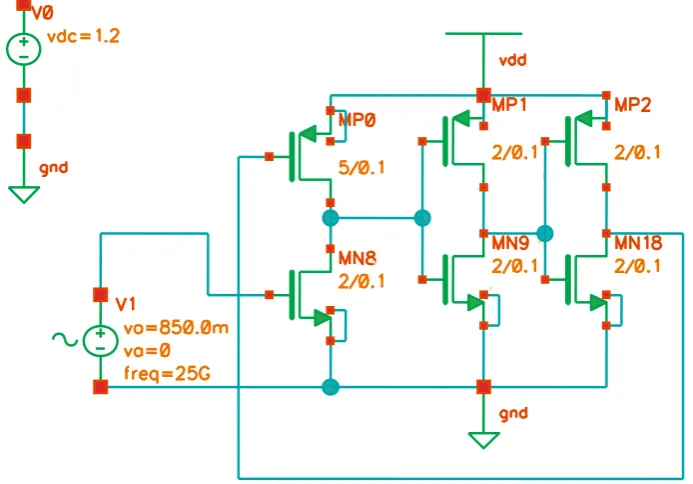 Figure 22 Version of injection locked frequency divider used for phase analysis.  