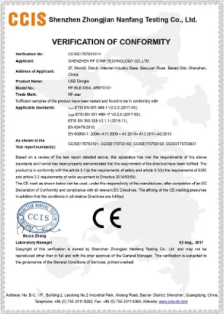 Figure 8. CE Certificate 
