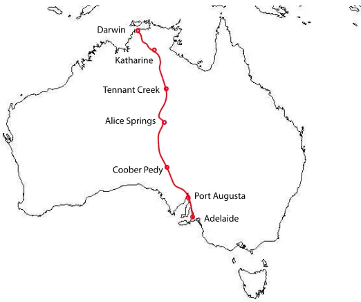 Figure 1.1: World Solar Challenge race track (Stuart Highway).
