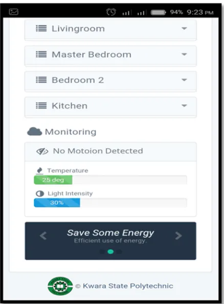 Figure 8. Screenshot showing different appliances. 