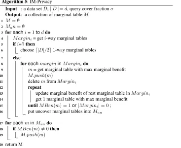 table with the most marginal beneﬁt in each group, and then iterate the remaining tableuntil the marginal beneﬁt value of the table is 1 or there is no remaining table
