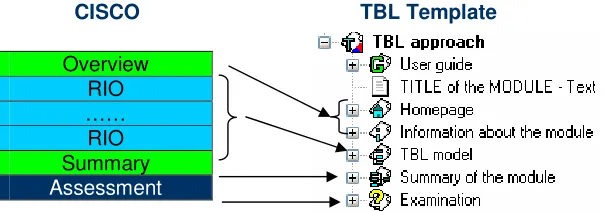 Figure 11. Mapping of CISCO’s RLO-RIO model on the TBL approach template 