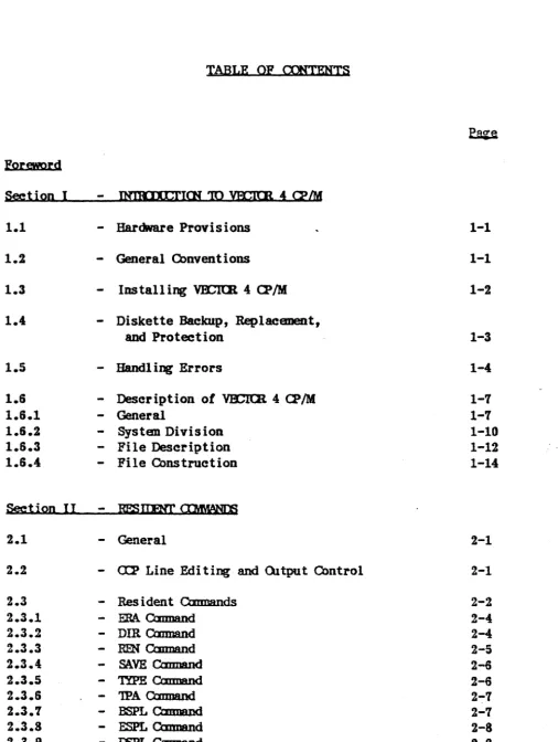 TABLE OF CDITENTS 