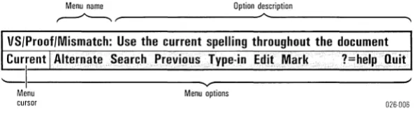 Figure 2-3. A Typical VisiSpeIFM Menu: The Mismatch Menu 