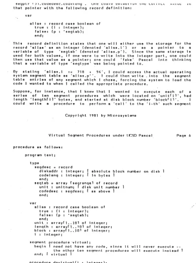 table entries code of any se~nt which I chose, forcing the syst~n I wanted to when I called the appropriate procedure
