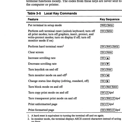 Table 3-5 Local Key Commands 