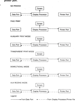 Figure 6-1 printer shows how the terminal handles data through the port. 