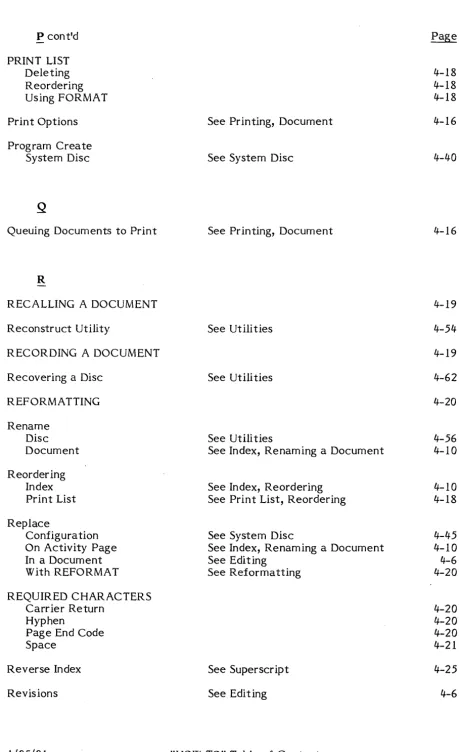 Table of 4 - vi 