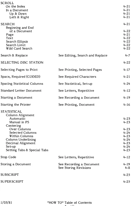 Table of 4 - vii 