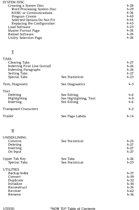 Table of 4 - viii 