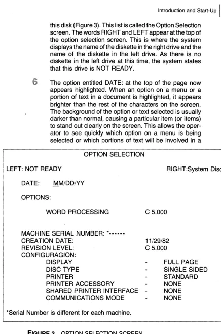 FIGURE 3 OPTION SELECTION SCREEN 