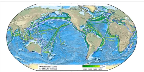 FIGURE 1 | Current and planned cables span the oceans, enabling the Internet and our society