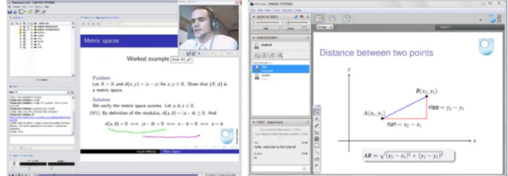 Figure 1. The Elluminate Live! (left) and Blackboard Collaborate (right) user-interfaces.