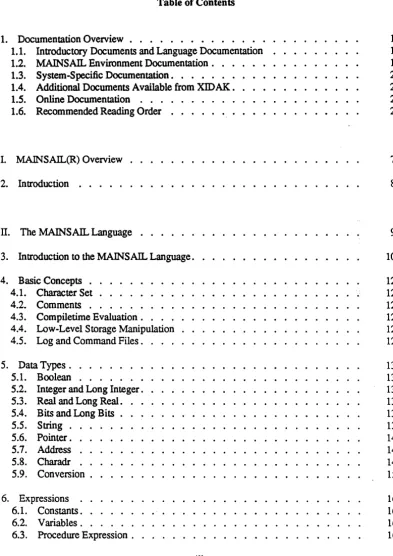 Table or Contents 