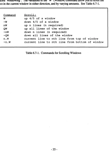 Table 6.7-1. Commands for Scrolling Windows 