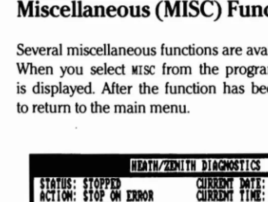 Figure 3.9. Miscellaneous Function Menu Display 