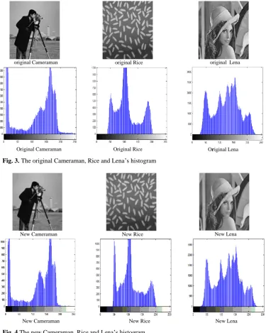 Fig. 4.The new Cameraman, Rice and Lena’s histogram 