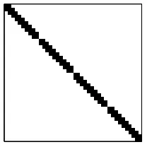 Fig. 2. The used localization matrix L in S-BSS-DW model. The black pixels denote onesand the white pixels denote zeros; n = 10 and r = 4.