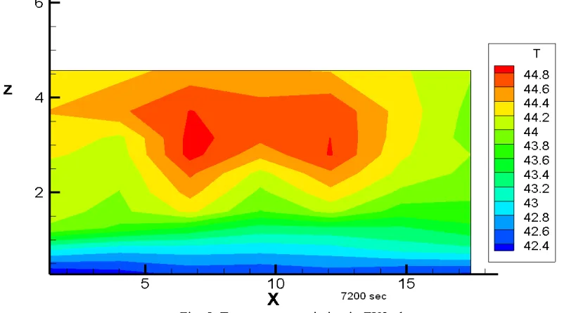 Fig. 5: Temperature variation in ZX2 plane  