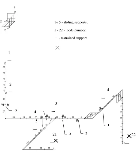 Fig. 1.  Benchmark Problem 6. Design Pipeline Diagram (geometrical dimensions in cm) 