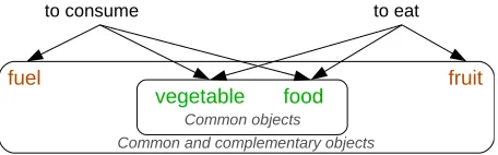 Fig. 1. Common and complementary objects of verbs ’to consume’ and ’to eat’