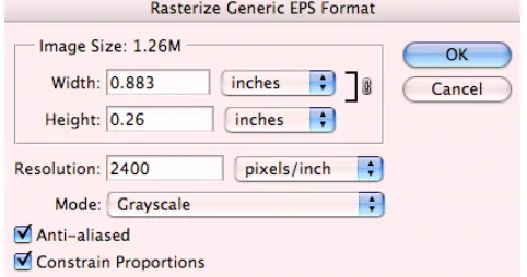 Figure 9. Prompt screen to specify resolution of the file to be placed in Adobe InDesign CS 2