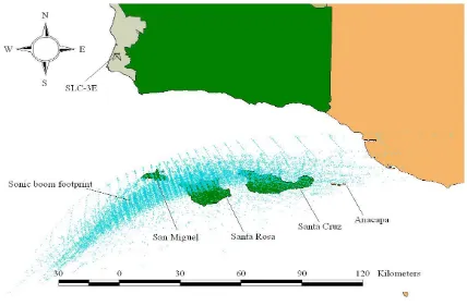 Figure 7. Pre-launch sonic boom modeling for the Atlas V NROL-28 by USAF 2014  