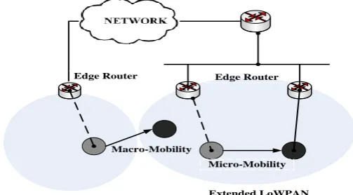 Fig. 1. 6LoWPAN Micro-Mobility and Macro-Mobility 